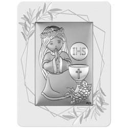 Obrazek Srebrny Pamiątka I Komunii dla dziewczynki prostokąt DS137FOA