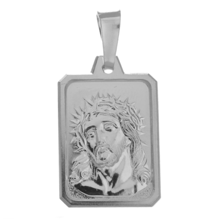 M69 Medalik srebrny - Jezus w koronie cierniowej